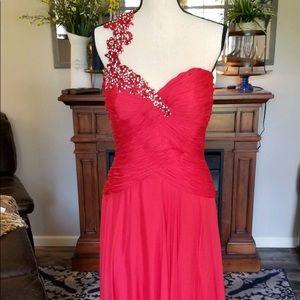 Formal Red one strap beaded gown sz 18